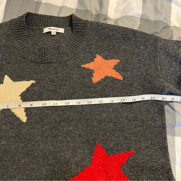 Madewell Starry Night Pullover Sweater Charcoal Grey Wool Cropped Crewneck XS - Picture 10 of 12